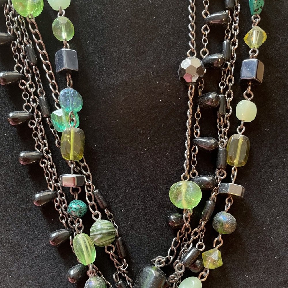 Lia Sophia Herb Garden 5 strand Black & Green Necklace